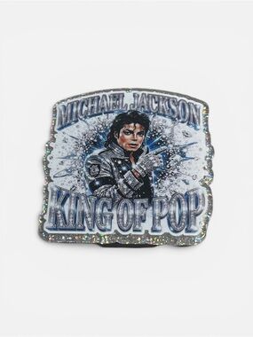Michael Jackson 'King of Pop' Glitter Enamel Mirro Phone Grip- Silver/Blue